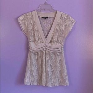 NWOT New Without Tags Rampage Off White Floral Lace Babydoll Top Size Medium